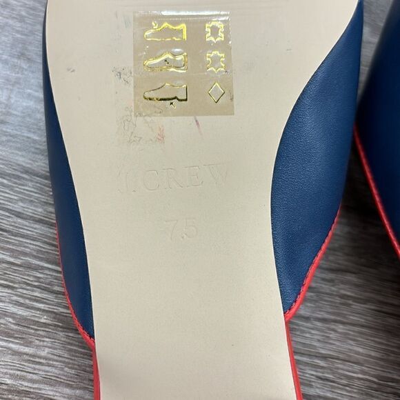 J. Crew Piped Loafer Mules In Red And Navy Size 7.5/ New - Picture 7 of 7